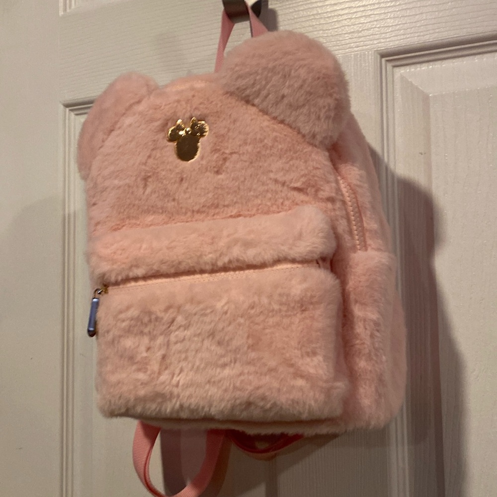 BNWT DISNEY BIOWORLD MINNIE MOUSE Bow Furry Pink Backpack